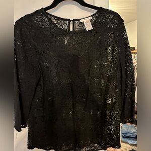 Black lace relaxed top